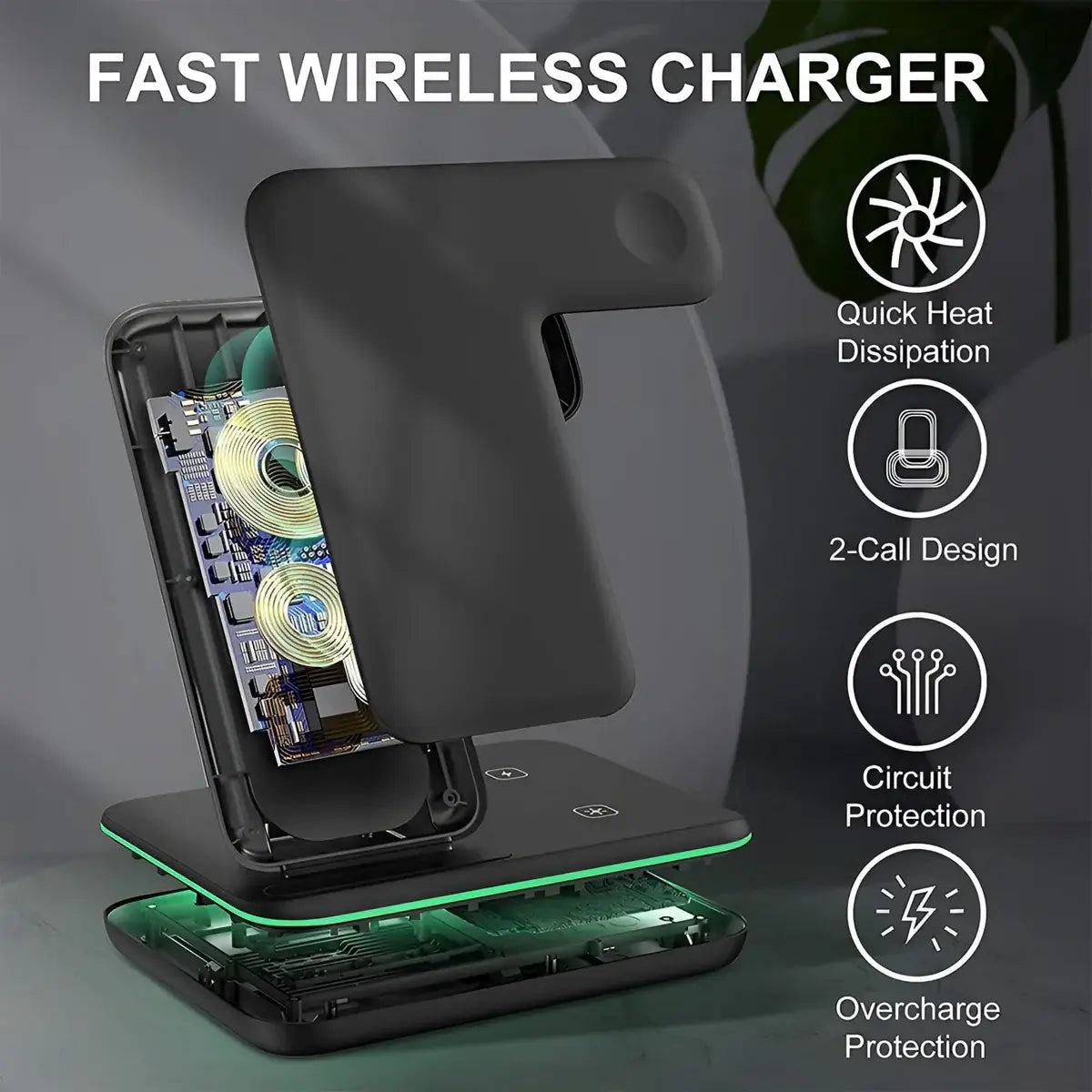 15W 3-in-1 Wireless Charger Stand