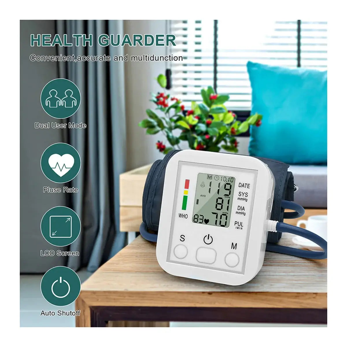 Portable Blood Pressure Monitor | Household Arm Band Sphygmomanometer